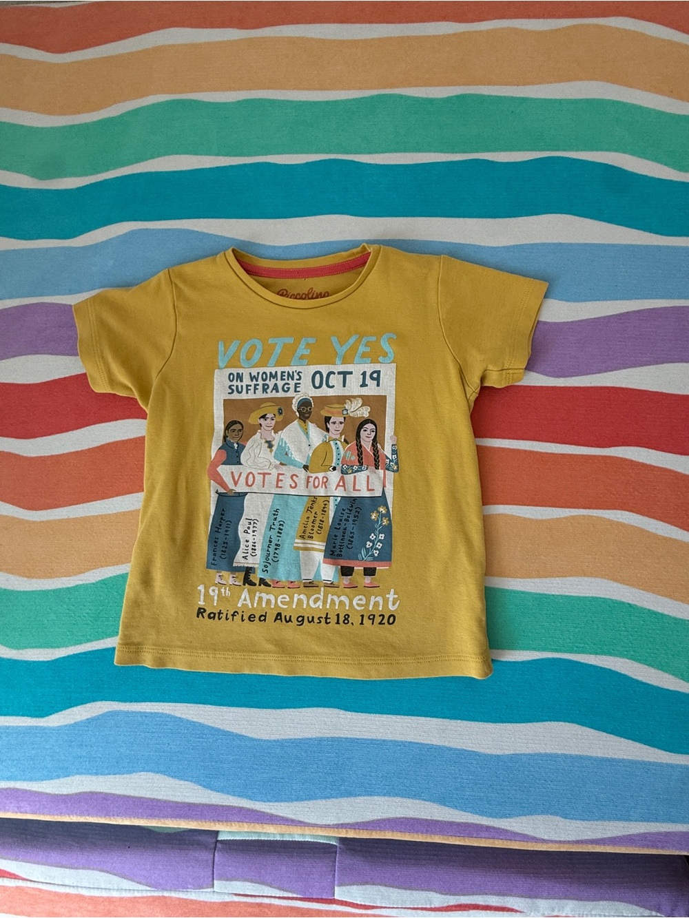Piccolina Yellow Kids' Graphic Tee - Votes for All